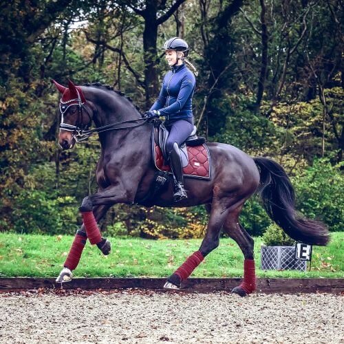Hufschlagfiguren Reiterin mit Pferd im Galopp