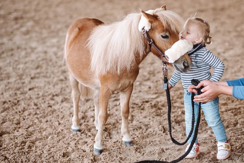 Kleines Kind neben Pony