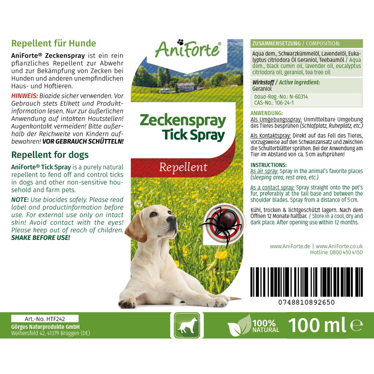 zeckenspray für hunde